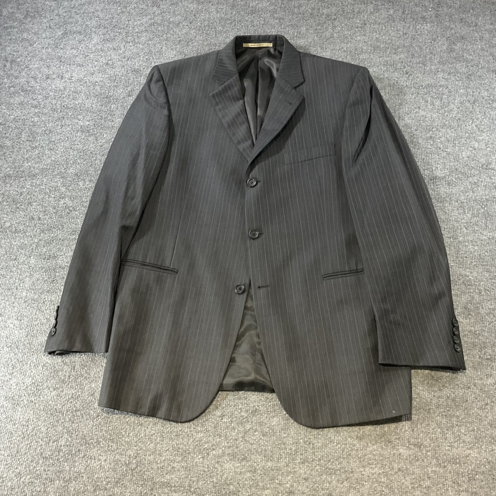 Burberry London Mens 42R Blazer Charcoal Grey Pinstripe 100% Wool Made in USA